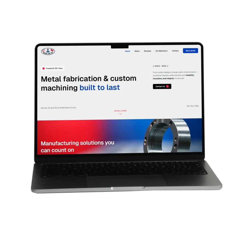 C&M Machine Shop manufacturing website built by Ghosxt